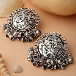 PANASH Silver-Plated Circular Drop Earrings-48