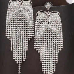 fabula Crystal Studded Contemporary Drop Earrings-21