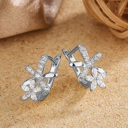 Designs & You Silver-Plated Floral Shaped Studs Earrings-53