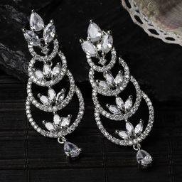 Kennice Rhodium-Plated Crescent Shaped Drop Earrings-image-0