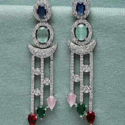 Kennice Rhodium-Plated Crescent Shaped Drop Earrings-image-44