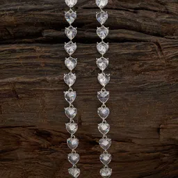 Kushal's Fashion Jewellery  Rhodium-Plated Cubic Zirconia Heart Shaped Drop Earrings-47
