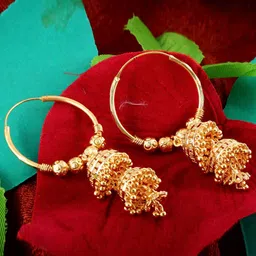 MEENAZ Gold-Plated Dome Shaped Hoop Earrings-image-24