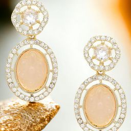 Anouk American Diamond Studded Oval Drop Earrings-17