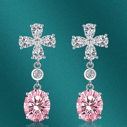 Designs & You Silver-Plated CZ-Studded Oval Shaped Drop Earrings-13