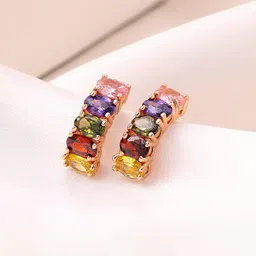 Multicoloured & Gold-Plated Contemporary Stud Drop Earrings-picture-6