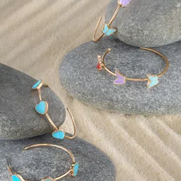 Zaveri Pearls Set of 2 Contemporary Gold-Plated Hoop Earrings-6