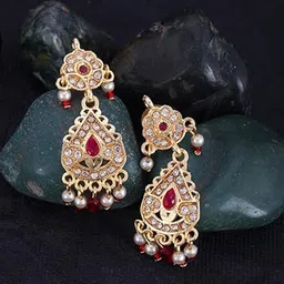 Vighnaharta Gold-Plated Contemporary Drop Earrings-picture-15