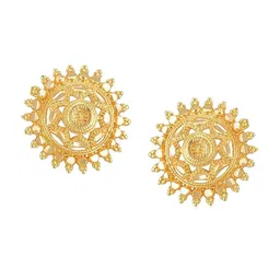Vighnaharta Gold-Plated Floral Stud Earrings-image-26