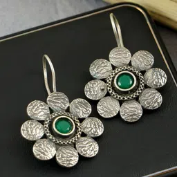 Crunchy Fashion Silver-Plated Floral Drop Earrings-picture-55