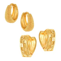 Vighnaharta Set Of 2 Gold Plated Circular Hoop Earrings-9