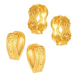 Vighnaharta Set Of 2 Floral Gold-Plated Hoop Earrings-image-77