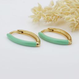 Carlton London Gold-Toned & Green Oval Hoop Earrings-13