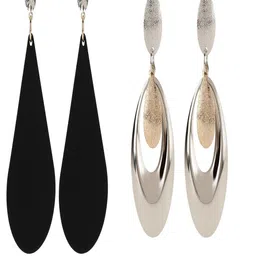 CHOCOZONE Black Pack Of 2 Contemporary Drop Earrings-55