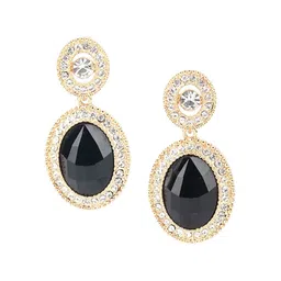 ODETTE Gold-Plated Stone Studded Drop Earrings-image-81