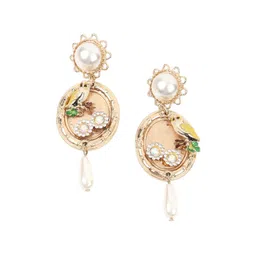 ODETTE Contemporary Gold Toned Drop Earrings-25