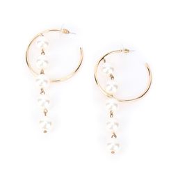 ODETTE Gold-Plated Contemporary Pearls Hoop Earrings-image-87