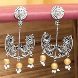 OOMPH Artificial Beads Oxidised Drop Earrings-1