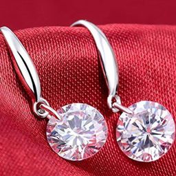 OOMPH Contemporary Cubic Zirconia Studded Drop Earrings-image-0