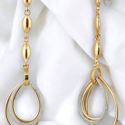 LUCKY JEWELLERY Gold-Plated Contemporary Drop Earrings-image-58