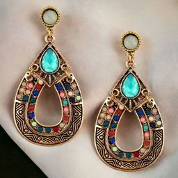 LUCKY JEWELLERY 18k Gold Plated Contemporary Drop Earrings-image-18