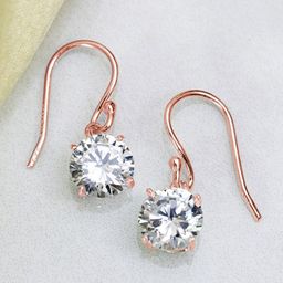 Zavya Rose Gold-Plated 925 Pure Sterling Silver Cubic Zirconia Drop Earrings-image-14