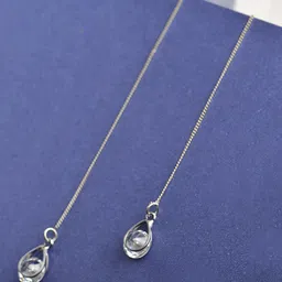 Peora Silver-Plated American Diamond Studded Contemporary Drop Earrings-0