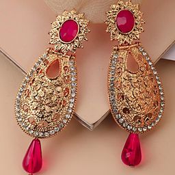 ANIKAS CREATION Magenta Contemporary Drop Earrings-image-39