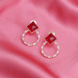 Mali Fionna Mother of Pearl Studded Contemporary Drop Earrings-15