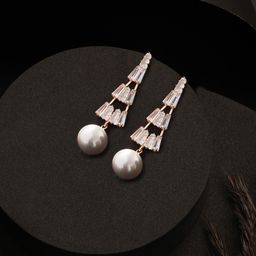 Jazz and Sizzle Rose Gold Plated Contemporary Drop Earrings-image-38