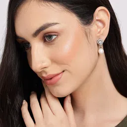 SOHI Women Silver-Plated Contemporary Drop Earrings-37