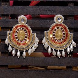 Saraf RS Jewellery Gold Plated Contemporary Chandbali Earrings-24