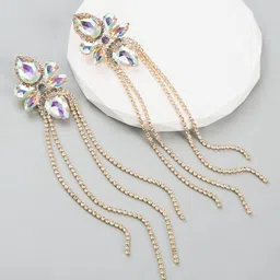 Bellofox Gold-Toned Artificial Stone Contemporary Drop Earrings-image-70