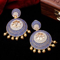 PANASH Blue Gold-Plated Contemporary Drop Earrings-picture-0