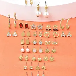 AMI Gold-Plated Set of 25 Contemporary Drop Earrings-image-62