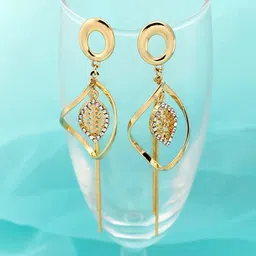 SOHI Gold-Plated Contemporary Drop Earrings-19