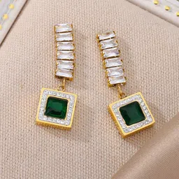 VIEN Gold-Toned Contemporary Drop Earrings-50