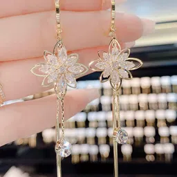 Shining Diva Fashion Gold-Plated Floral Drop Earrings-47
