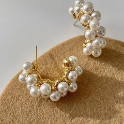 Shining Diva Fashion Gold-Toned Contemporary Half Hoop Earrings-40