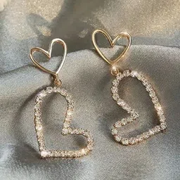 Shining Diva Fashion Gold-Plated Crystals Stone Studded Contemporary Drop Earrings-83