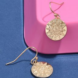 Accessorize Women Gold Star Imprint Coin Short Drop Earring-picture-7