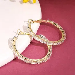 Yellow Chimes Gold-Plated Contemporary Hoop Earrings-49