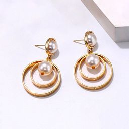 Yellow Chimes Gold-Plated Contemporary Drop Earrings-image-76