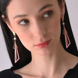 SOHI Gold Plated Contemporary Drop Earrings-53