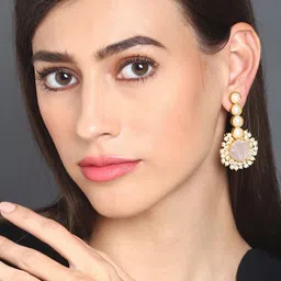 SOHI Gold Plated Contemporary Drop Earrings-34