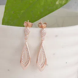 GIVA 925 Silver Rose Gold Halo Drop Earrings-image-85