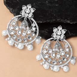 KARATCART Silver-Toned Contemporary Drop Earrings-image-94
