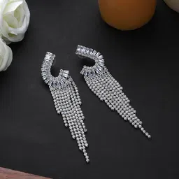 Mali Fionna Silver-Plated Contemporary Drop Earrings-image-32