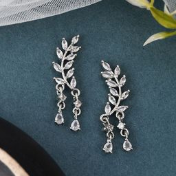 Silvermerc Designs Silver-Plated Contemporary Leaf Drop Earrings-26