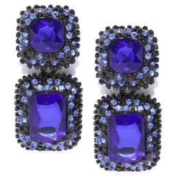 DressBerry Artificial Stones Studded Contemporary Drop Earrings-15